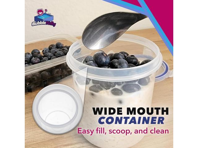 Overnight Oats Container with Lids (4-Piece set) - 16 oz Plastic Containers with Lids - Oatmeal Container to go Portable Cereal and Milk...