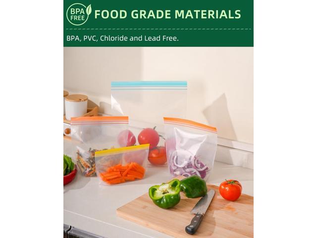 Lerine 20 Pack Reusable Freezer Bags Dishwasher Microwave Safe, Stand Up BPA Free Reusable Sandwich Bags, Silicone Free Leakproof Food Storage Bags...