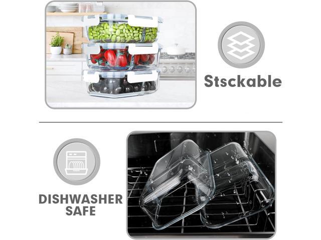 VERONES 10 Pack Glass Meal Prep Containers 2 Compartment Set, 30 OZ Airtight Glass Lunch Containers, Food Storage Containers with Lids, for...
