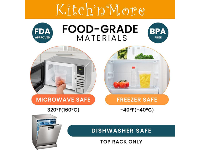 32oz Plastic Deli Food Storage Soup Containers with Airtight Lids, Extra-Thick, Slime, Soup, Leakproof,Stackable,Microwave/Freezer/Dishwasher Safe,...