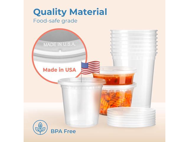 Fit Meal Prep 36 Pack 8 16 32 oz Deli Containers with Lids Variety Pack, US Made Leakproof Assorted Plastic Soup Container, Combo Clear Food...