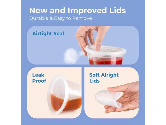 Fit Meal Prep 36 Pack 8 16 32 oz Deli Containers with Lids Variety Pack, US Made Leakproof Assorted Plastic Soup Container, Combo Clear Food...