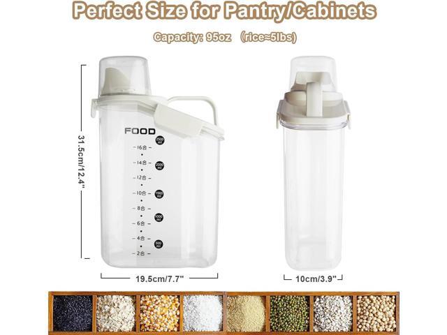 1 Piece Cereal Containers Storage, 2.8L/95oz Airtight Large Dry Food Storage Containers with Pouring Spout Measuring Cup for Snacks Grain Rice,BPA...