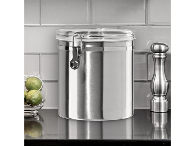 Oggi Stainless Steel Kitchen Canister 152 fl oz - Airtight Clamp Lid, Clear See-Thru Top - Ideal for Kitchen Storage, Food Storage, Pantry Storage....