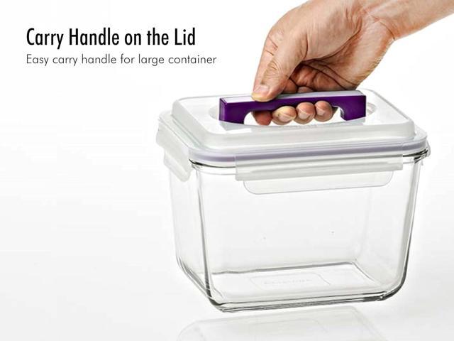 GLASSLOCK 125 Oz Glass Food Storage set of 2 Large Capacity, Airtight & Leak-Proof, BPA Free Lid with Carry Handle, Microwave, Dishwasher, Fridge...