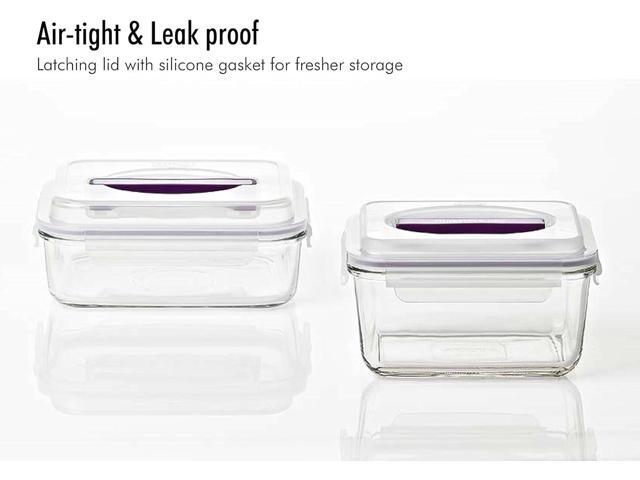 GLASSLOCK 125 Oz Glass Food Storage set of 2 Large Capacity, Airtight & Leak-Proof, BPA Free Lid with Carry Handle, Microwave, Dishwasher, Fridge...