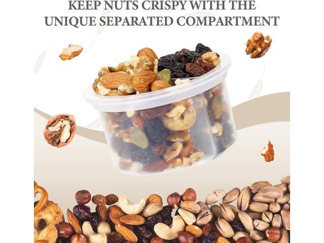 SOLIGT 2 Pack Overnight Oats Containers with Lids, Folding Spoons and Divided Compartments for Fruit & Nuts, Small Glass 16oz Mason Jars for...