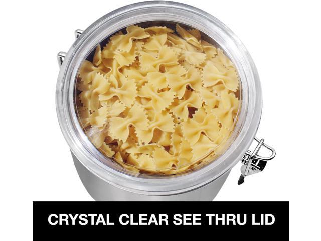 Oggi Stainless Steel Kitchen Canister 152 fl oz - Airtight Clamp Lid, Clear See-Thru Top - Ideal for Kitchen Storage, Food Storage, Pantry Storage....