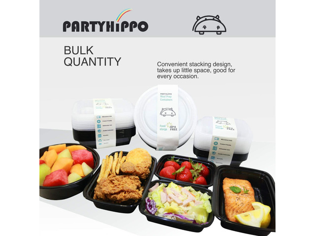 PARTYHIPPO Small Meal Prep Containers Single Lids, 12 OZ 12-pack, Food Storage Bento BPA Free Stackable Reusable Lunch Boxes,...