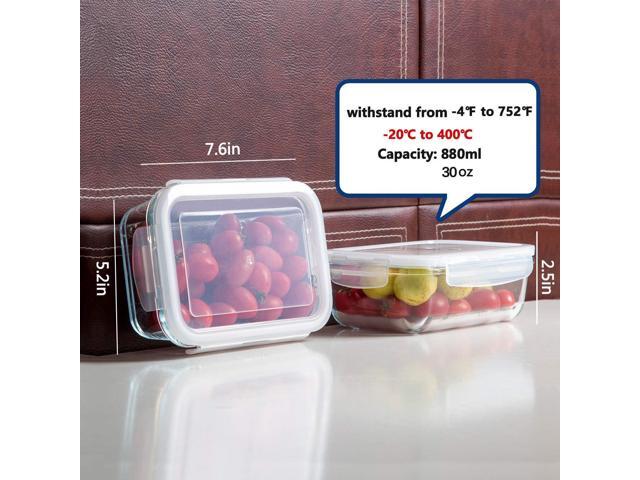 Bayco 8 Pack Glass Food Storage, Meal Prep Containers, Airtight with Lids - BPA-Free & Leak Proof (8 lids & 8 Containers) 30oz