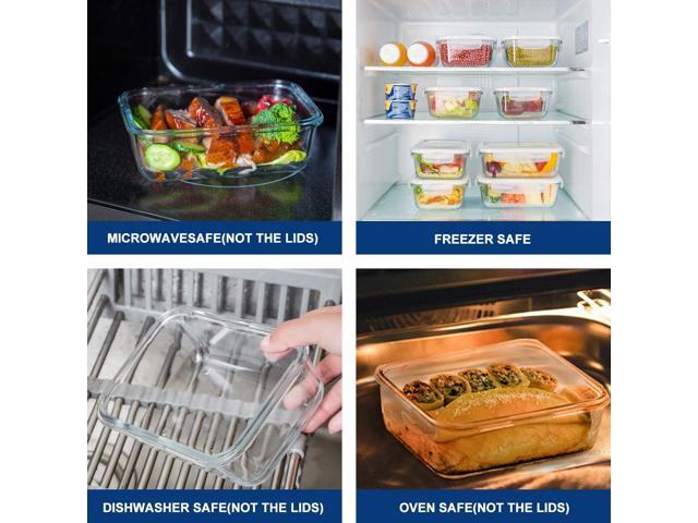 Bayco 8 Pack Glass Food Storage, Meal Prep Containers, Airtight with Lids - BPA-Free & Leak Proof (8 lids & 8 Containers) 30oz
