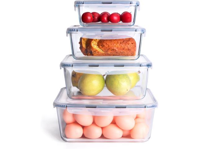 Extra Large Glass Food Storage Containers with Lids, Set-8-Piece Lunch Containers, Ideal for Storing Food, Vegetables, Fruits, Baking Cake & lot of...