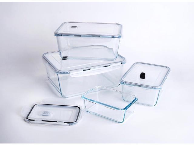 Extra Large Glass Food Storage Containers with Lids, Set-8-Piece Lunch Containers, Ideal for Storing Food, Vegetables, Fruits, Baking Cake & lot of...