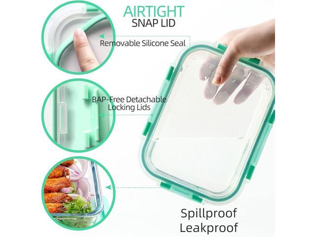 UMEIED 10 Pack Glass Food Storage Containers with Lids Leakproof, Airtight Glass Meal Prep Containers For Lunch, On The Go, Leftover, Dishwasher Safe