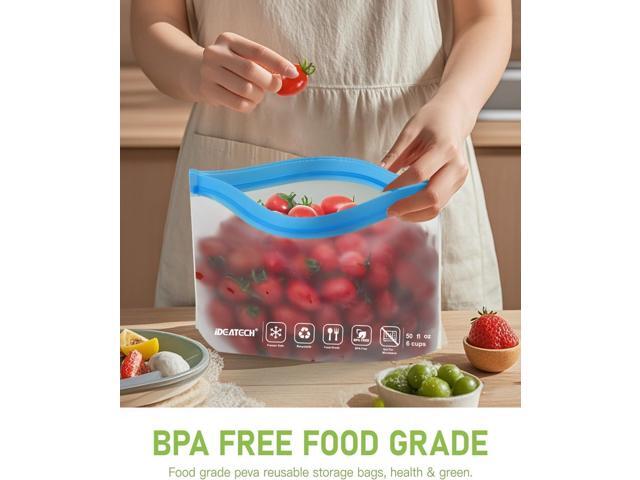 IDEATECH Food Storage Containers, BPA Free PEVA Reusable Gallon Freeezer Bags, Reusable Quart Size Sandwich Bag, Leakproof Baggies for Travel,...
