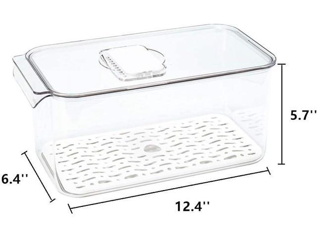 Slideep Refrigerator Food Storage Containers, Lettuce Keeper Large Produce Saver Stackable Container with Lids & Removable Drain Tray, Clear Veggie...