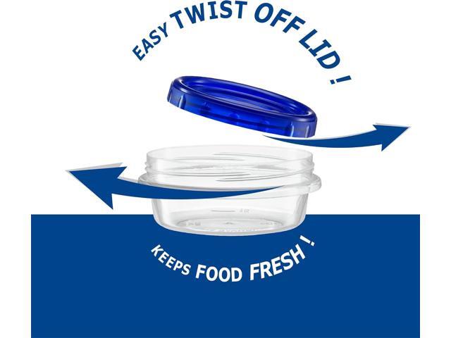 Twist Top Deli Containers Food Storage Containers Blue Screw on Lid Reusable Stackable Leakproof Airtight, pack of 10-8 oz containers