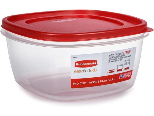 Rubbermaid Easy Find Lids Food Storage Container, 14 Cup, 4-Pack, Red