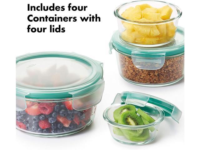 OXO Good Grips 8 Piece Smart Seal Airtight Glass Round Container Set,Blue