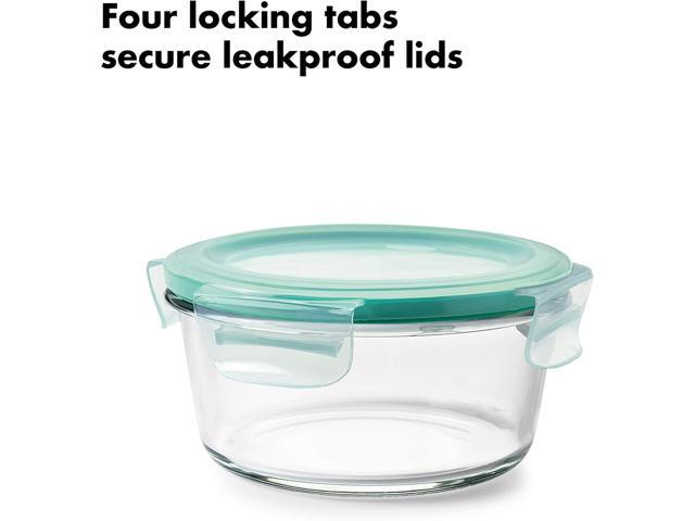 OXO Good Grips 8 Piece Smart Seal Airtight Glass Round Container Set,Blue