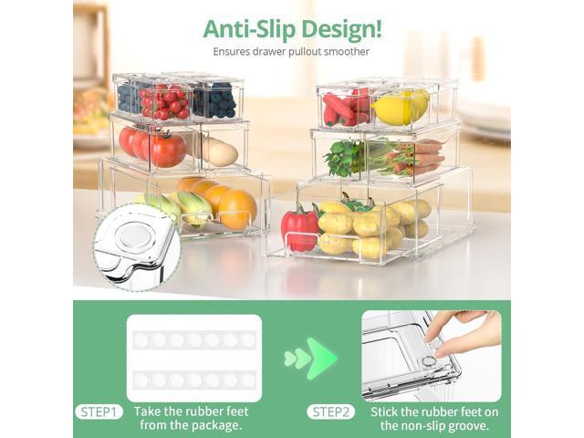 14Pack Fridge Organizer Bins, Clear Refrigerator Organizing Containers with Lids and Refrigerator Drawers, Stackable Food, Vegetable and Fruit...