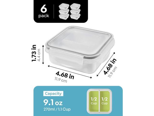 carrotez 2 Compartment Snack Containers, Mini Snack Containers for Mini Fridge, Small Food Storage Containers, Airtight Lids, Reusable, 1.1 cup, 6...
