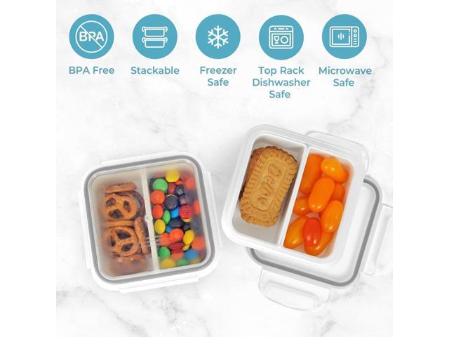 carrotez 2 Compartment Snack Containers, Mini Snack Containers for Mini Fridge, Small Food Storage Containers, Airtight Lids, Reusable, 1.1 cup, 6...