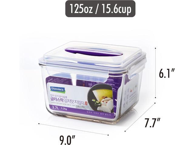 GLASSLOCK 125 Oz Glass Food Storage set of 2 Large Capacity, Airtight & Leak-Proof, BPA Free Lid with Carry Handle, Microwave, Dishwasher, Fridge...