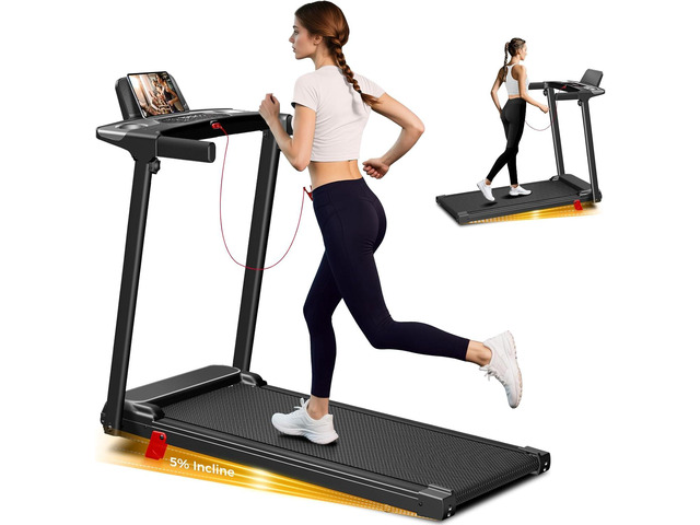 Portable Treadmill with Incline, 3.0HP Walking Pad with Handle Bar, 3-in-1 Foldable Treadmill for Home Office Small Space with Quiet Brushless, 300...