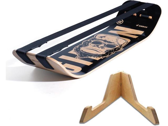 GIBBON SlackBoard Plus & Stand - 2-in-1 Slackline Balance Board for Adults - Workout Equipment Home Gym Training - Wooden Balance Trainer, Standing...