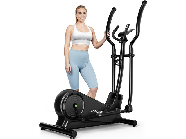 Caromix Elliptical Machine with Magnetic Resistance, Elliptical Exercise Machine for Home with LCD Monitor and Hyper-Quiet Magnetic Driving System,...
