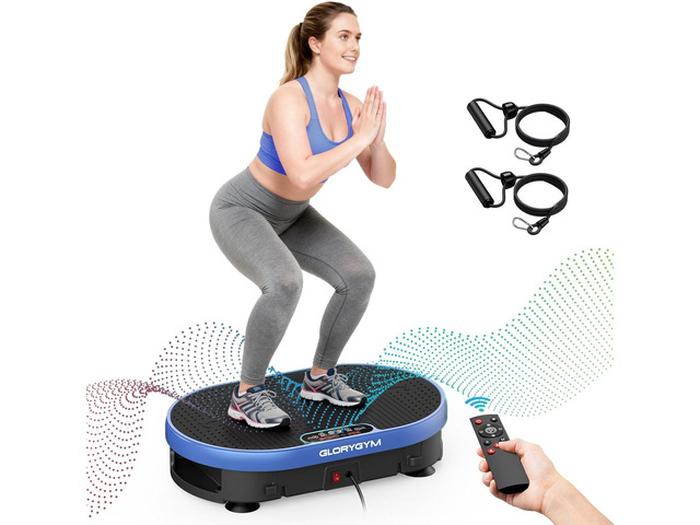 Vibration Plate Exercise Machine with Resistance Bands for Weight Loss, 120 Speed Levels, Remote Control, Compact Home Gym Equipment