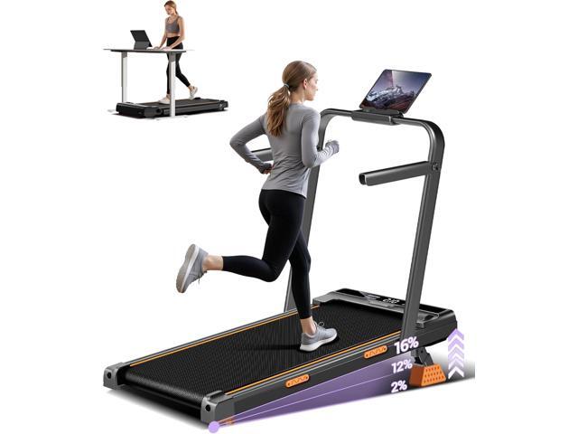16% Incline Walking Pad Treadmills for Home Small, 4-in-1 Under Desk Treadmill with Handles, Foldable Treadmill with 2.5 HP Quiet Brushless, 330.