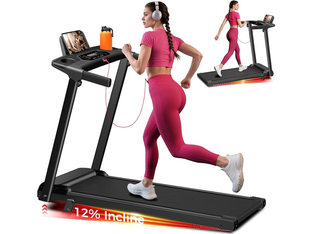 Treadmill with Incline,3.0HP Small Treadmills for Home,Portable Electric Treadmill with Handles,Lightweight Walking Pad,Compact Running...