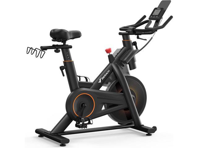Merach Magnetic Exercise Bike, Heavy Duty Stationary Bike with Automated Resistance, 350 Lbs Weight Capacity, Low Noise Indoor Workout Bike for.