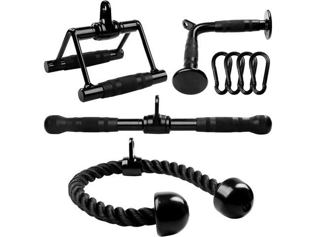 Yes4All Cable Machine Attachment, Row Handles, Tricep Rope, Straight Bar, V Bar, LAT Pulldown Accessories Load 880 LB for Home Gym