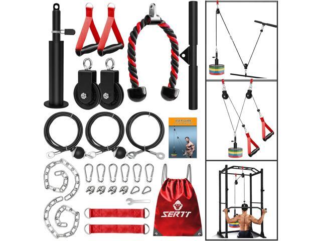 SERTT Weight Cable Pulley System Gym, Upgraded Cable Pulley Attachments for LAT Pull Down, Biceps Curl, Tricep, Arm Workouts - Home Gym Add On...