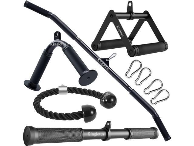 Kinglotus Home Gym Cable Machine Accessory Set:39inch Lat Pull Attachment, Straight Pull Down Bar,V Shaped Bar Triceps Rope Double D Handles....