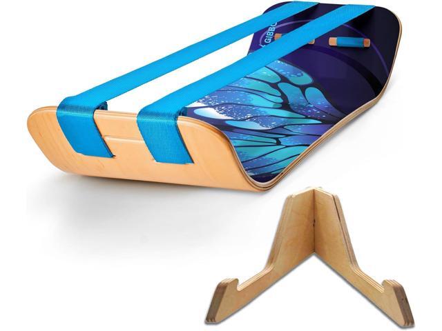 GIBBON SlackBoard Plus & Stand - 2-in-1 Slackline Balance Board for Adults - Workout Equipment Home Gym Training - Wooden Balance Trainer, Standing...