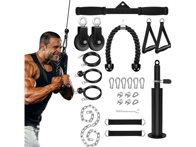 Cable Weight Pulley System for Gym, Upgraded Cable Pulley Attachments for Gym Biceps Curl, Arm Workouts, Triceps with 2 Pulley, LAT Pull Down Bar,...