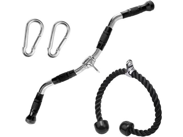 LAT Pull Down Bar/Tricep Press Down Bar/Curl Pull Down Bar Multi-Exerciser Cable Attachments For Cable Machines Solid Steel with Rubber Handgrips &...