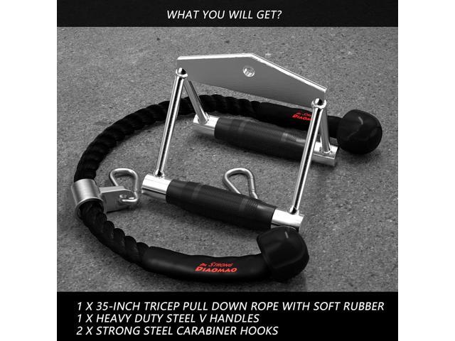 Tricep Rope with Upgraded Rubber Handles,35 Inch Tricep Pull Down Rope for Cable Machine, Greater Range of Motion, Triceps Rope Cable Attachment...