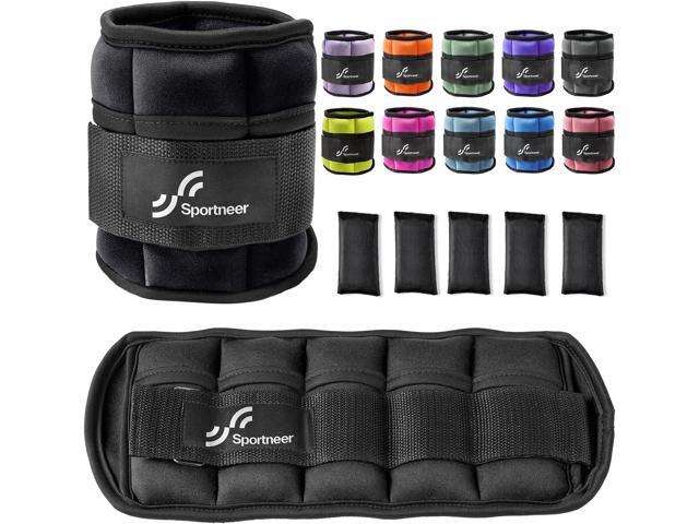 Sportneer Adjustable Ankle Weights Set - 1 Pair (2-10 lbs) Removable Sandbags for Women & Men, Comfortable Neoprene Leg Weights for Walking,...