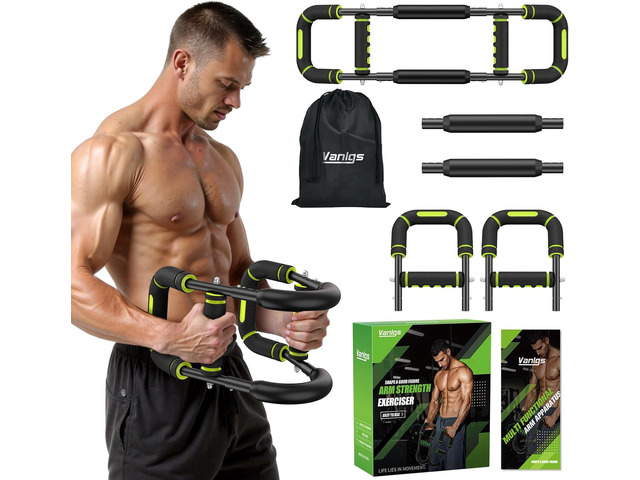 Twister Arm Trainer for Men, Chest Workout Equipment 5-Level Adjustable (40-130lb) with Ergonomic 27° Targets Biceps/Clip/Thigh, Portable Exerciser...