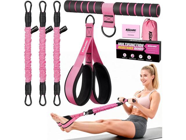 Upgraded Multifunction Pedal Resistance Band with Handle, 3 Tube Adjustable Resistance Bands for Abdomen, Waist, Arm, Core/ABS, Leg Workout - Sit...