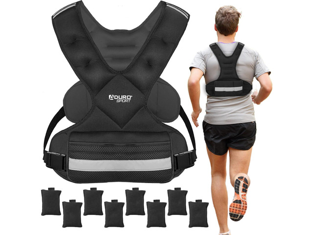'Aduro Sport Adjustable Weighted Vest Workout Equipment, 4-10lbs/11-20lbs/20-32lbs/26-46lbs Body Weight Vest for Men, Women, Kids'