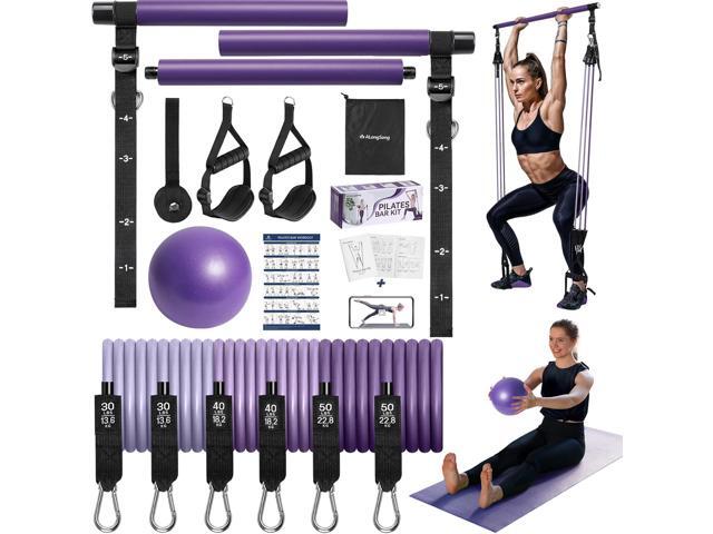 Upgraded Pilates Bar Kit with Resistance Bands Natural Latex for Women & Men, Heavy-Duty Stainless Steel Multifunctional Yoga Pilates Stick for...