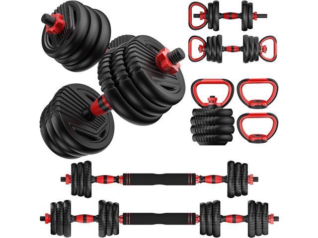 Adjustable Dumbbell Set 20LBS/35LBS/55LB/70LBS/90lbs Free Weights Dumbbells, 4 in 1 Weight Set, Dumbbell, Barbell, Kettlebell, Push-up, Home Gym...