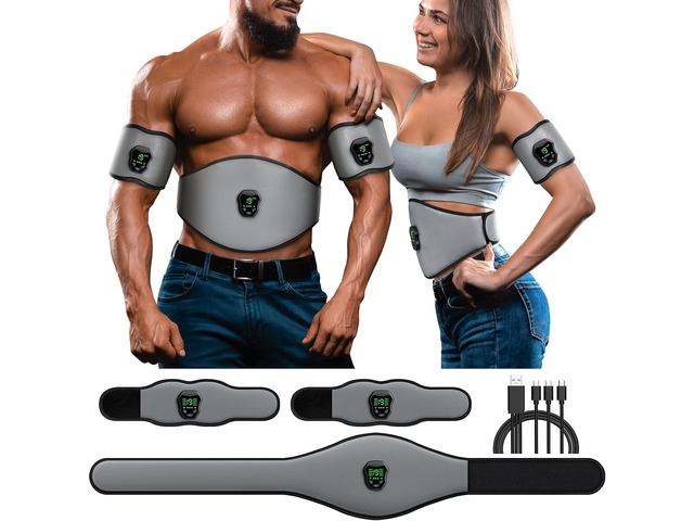 NEWPINE Fitness Belt, Powered Muscle Stimulator for Home Use, for Muscle Conditioning Grey