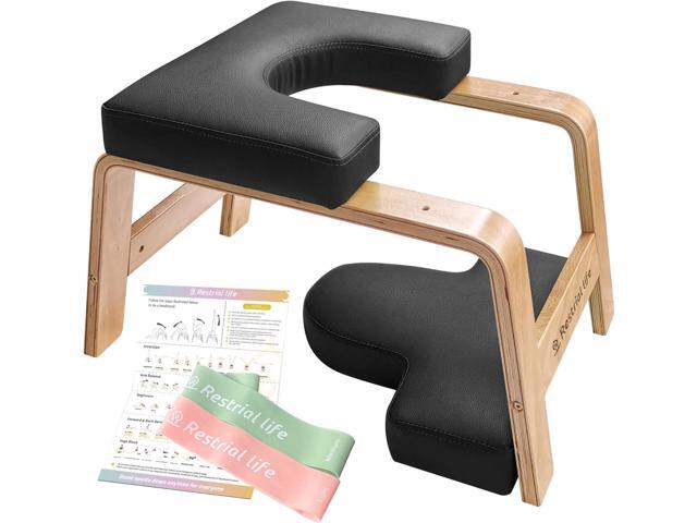 Yoga Headstand Bench- Stand Yoga Chair for Family, Gym - Wood and PU Pads - Relieve Fatigue and Build Up Body (Multi-Color)